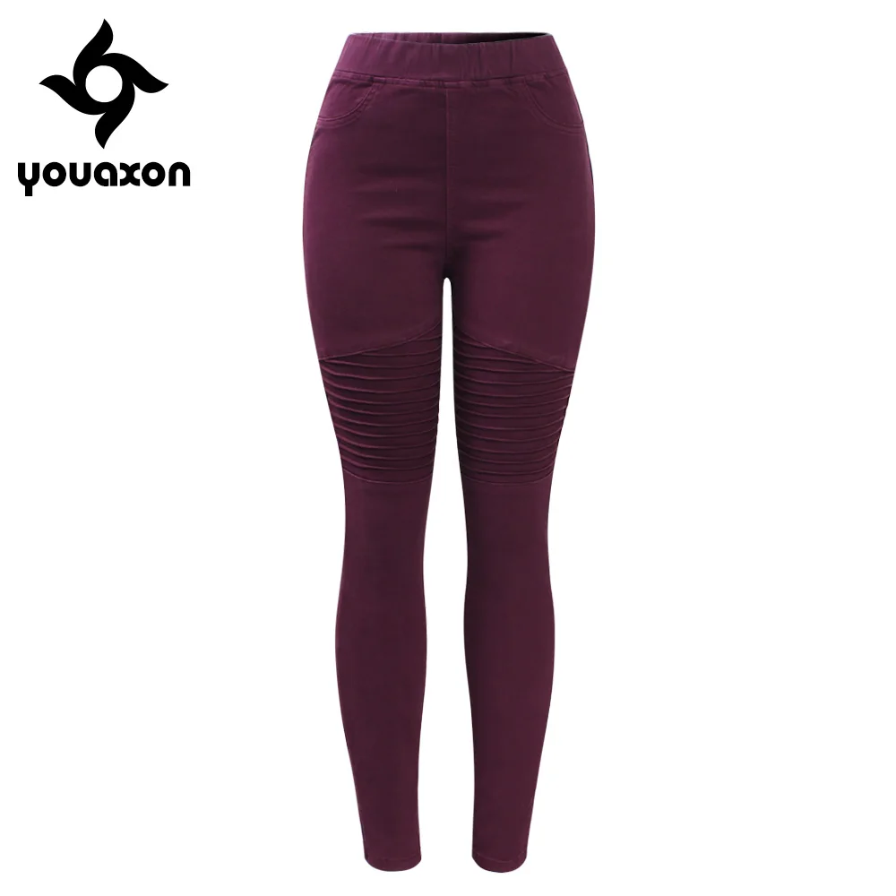 2148 Youaxon Motor Biker High Waist Pleated Jeans Woman Burgundy Stretchy Denim Skinny Pencil Pants Trousers For Women
2148 Youaxon Motor Biker High Waist Pleated Jeans Woman Burgundy Stretchy Denim Skinny Pencil Pants Trousers For Women