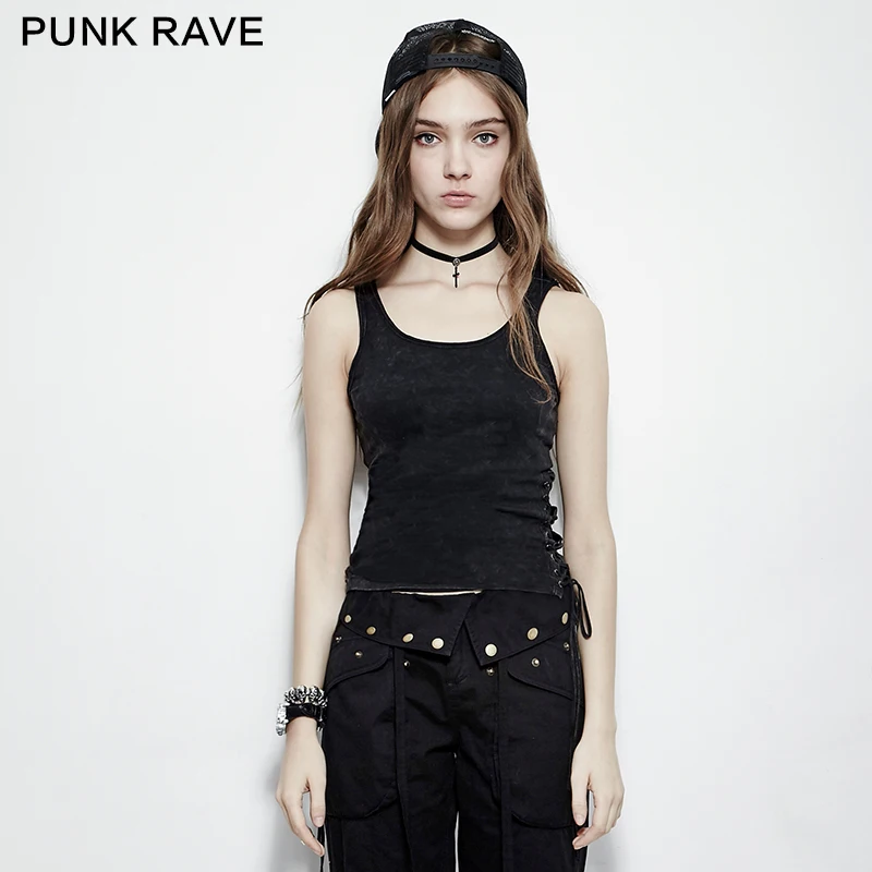 PUNK RAVE Punk Rock Streetwear Women Sexy Tops Gothic Black Slim Fit Sleeveless Summer T-shirt
PUNK RAVE Punk Rock Streetwear Women Sexy Tops Gothic Black Slim Fit Sleeveless Summer T-shirt