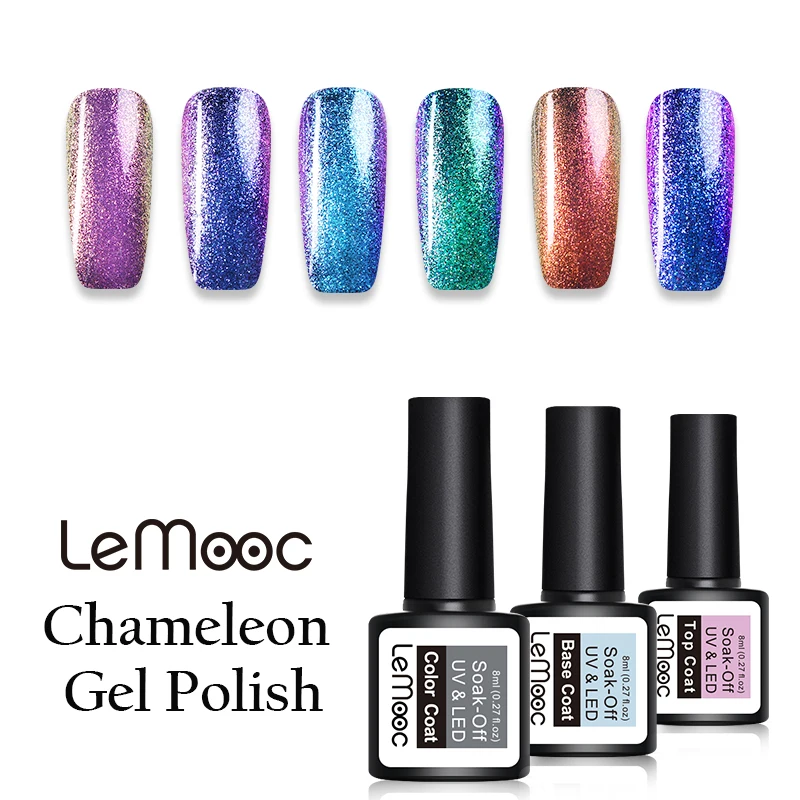 LEMOOC 8ml Chameleon Nail Gel Polish Glitter Sequins Gel Varnish Soak Off UV Manicure Nail Art Laquer Black Based Need
LEMOOC 8ml Chameleon Nail Gel Polish Glitter Sequins Gel Varnish Soak Off UV Manicure Nail Art Laquer Black Based Need