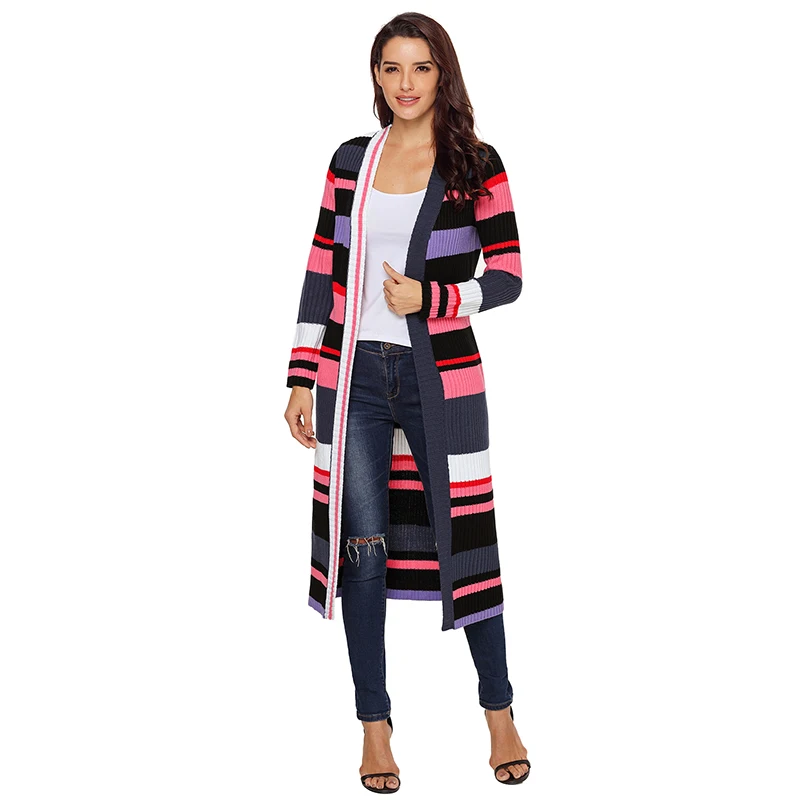 Women New Autumn Winter Knitted Warm Sweater Multicolor Striped Long Sleeve Open Front Cardigan Coat
Women New Autumn Winter Knitted Warm Sweater Multicolor Striped Long Sleeve Open Front Cardigan Coat