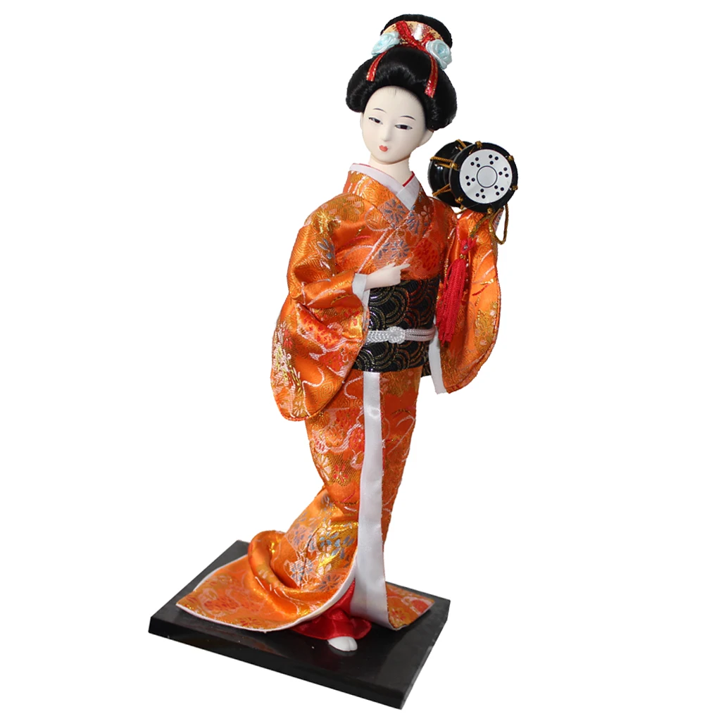 Японское кимоно Kokeshi кукла гейши 12 дюймов винтажное украшение для дома ручной