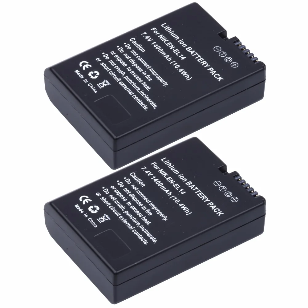 

2Pcs PROBTY EN-EL14 EN EL14 EN-EL14a Battery for Nikon P7800 P7700 P7100 D3400 D5500 D5300 D5200 D3200 D3300 D5100 D3100 Df.