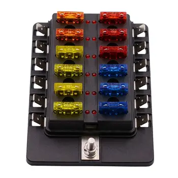 12-Way Blade Fuse Box With LED Indicator light PC Terminal Block 1 In 12 Out Waterproof Dustproof For Car Boat
12-Way Blade Fuse Box With LED Indicator light PC Terminal Block 1 In 12 Out Waterproof Dustproof For Car Boat