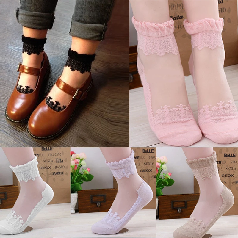 1 Pair Spring New Colorful Ultrathin Transparent Beautiful Crystal Lace Elastic Floral Short Socks For Women Girl Socks
1 Pair Spring New Colorful Ultrathin Transparent Beautiful Crystal Lace Elastic Floral Short Socks For Women Girl Socks