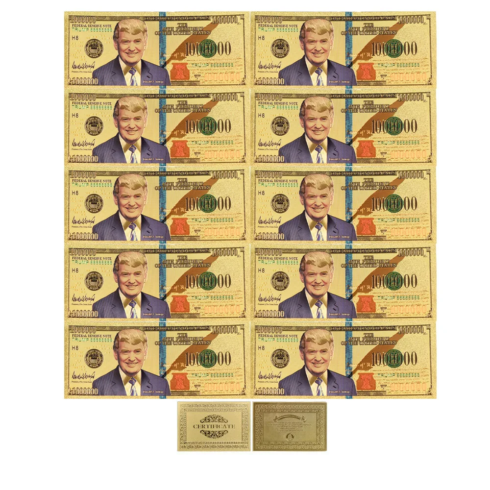 One Million 24k Gold Banknote Collectible Donald Trump Commemorative Note Money 999.9 Gold Foil Paper Money Worth Collection
One Million 24k Gold Banknote Collectible Donald Trump Commemorative Note Money 999.9 Gold Foil Paper Money Worth Collection