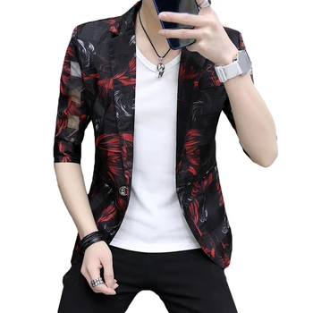 Summer Men Blazer Party Printed Slim Fit Transparent Thin Jacket Men Roupas Homens Blazer Dj Nightclub Mens Stage Clothes 6X013
Summer Men Blazer Party Printed Slim Fit Transparent Thin Jacket Men Roupas Homens Blazer Dj Nightclub Mens Stage Clothes 6X013