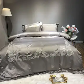 Silver White Cotton Silk Luxury Bedding Set Queen King Double Size Bed set Bed Sheet Linens Duvet Cover Pillowcases
Silver White Cotton Silk Luxury Bedding Set Queen King Double Size Bed set Bed Sheet Linens Duvet Cover Pillowcases