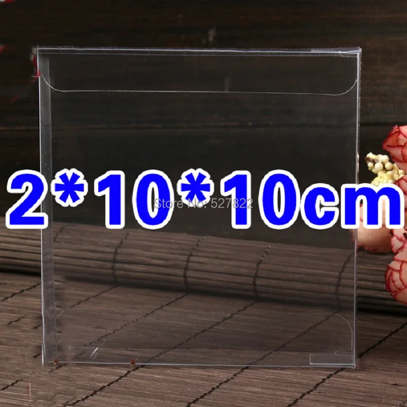 100pcs 10x10x2CM Wedding Party Favors Boxes Clear PVC Wedding Candy Boxes Plastic PVC Cake Boxes Food Gift Packaging