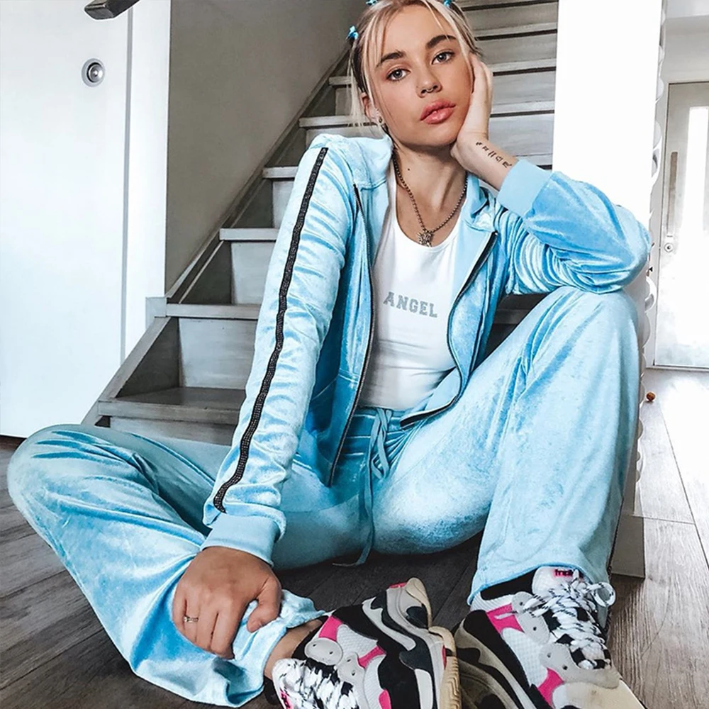 Solid 2 Piece Outfits For Women Zipper Drawstring Sets Long Sleeve Casual Hooded Pockets Female Tracks Striped Suede Playing Set
Solid 2 Piece Outfits For Women Zipper Drawstring Sets Long Sleeve Casual Hooded Pockets Female Tracks Striped Suede Playing Set