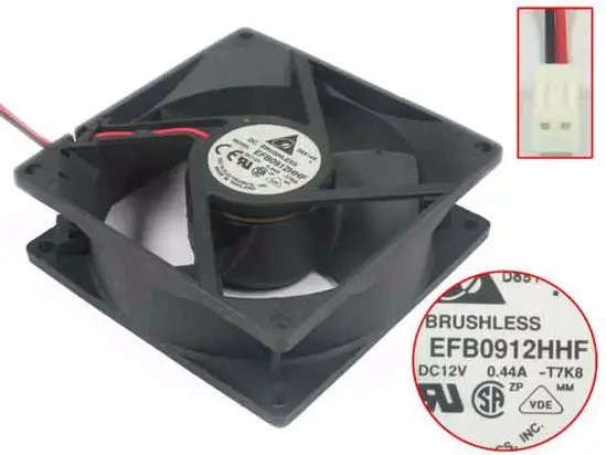 Двухпроводной охлаждающий вентилятор для сервера Delta Electronics EFB0912HHF T7K8 DC 12 В 0,44 а 90x90x32 мм
Двухпроводной охлаждающий вентилятор для сервера Delta Electronics EFB0912HHF T7K8 DC 12 В 0,44 а 90x90x32 мм
