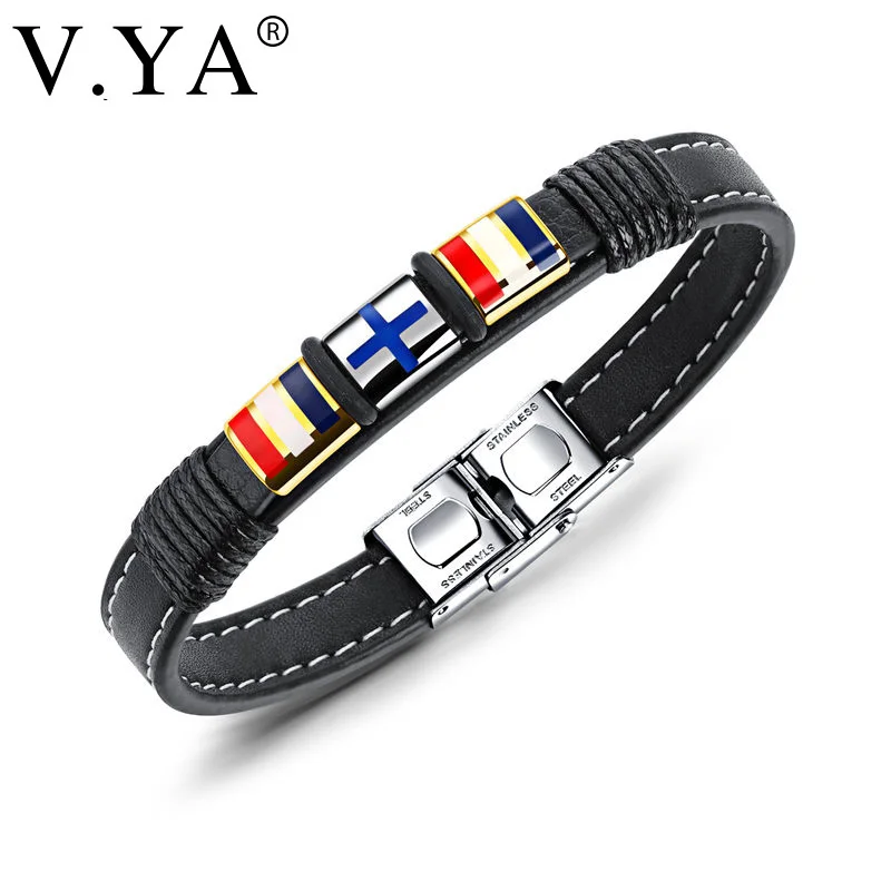 V.YA New Arrival PU Leather National Flag Men Bracelets Punk Jewelry Wrist Wrap Braclet Casual Stainless Steel Bracelet Man Gift
V.YA New Arrival PU Leather National Flag Men Bracelets Punk Jewelry Wrist Wrap Braclet Casual Stainless Steel Bracelet Man Gift