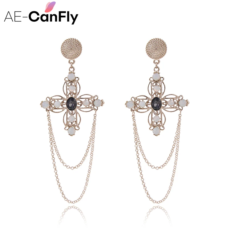 AE-CANFLY корейский стиль модные стразы висячие серьги-подвески длинные цепочки
