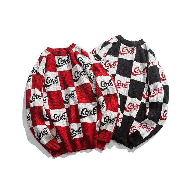 Sweater Men Plaid Letter Hit Color Mens Pullover Loose High Street Sweaters Fashion Knitted Male Sweater Streetwear
Sweater Men Plaid Letter Hit Color Mens Pullover Loose High Street Sweaters Fashion Knitted Male Sweater Streetwear
