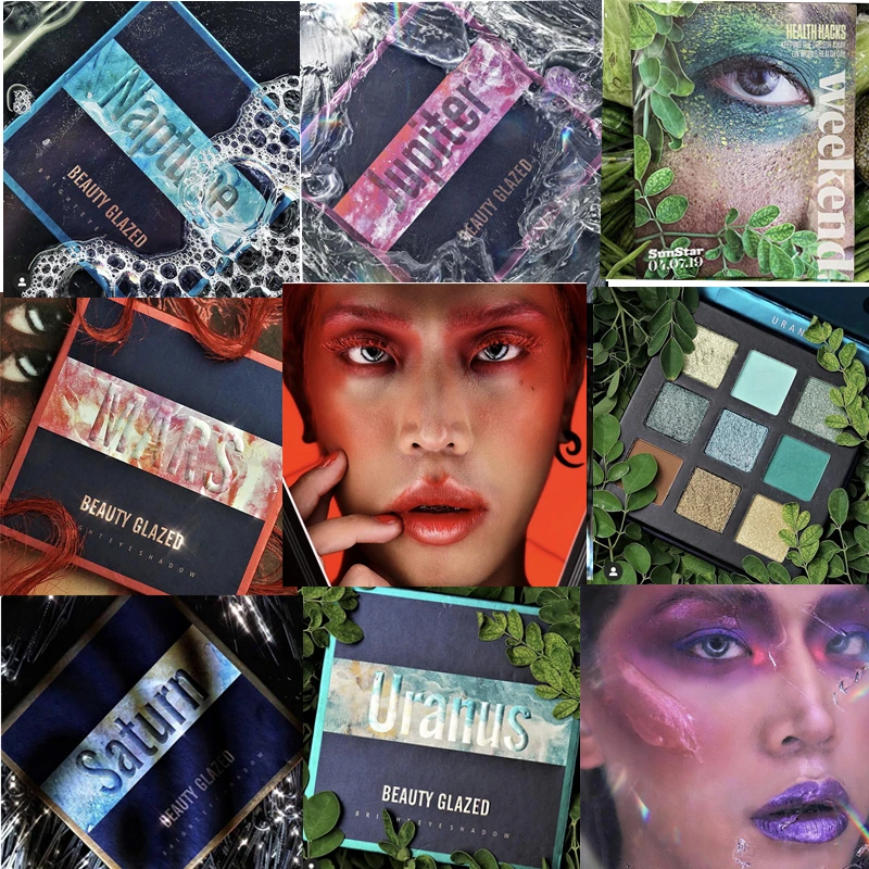 Beauty Glazed Макияж 9 цветов hudas тени для век Палитра кисти макияжа мерцающие