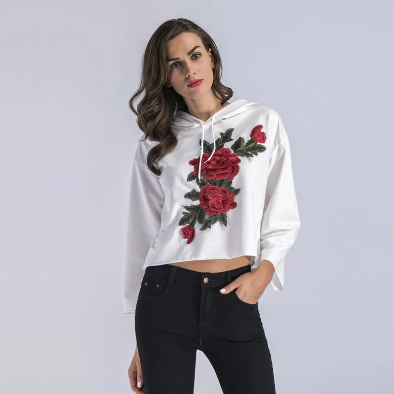 Hot Selling 2019 New Arrival Spring Fall Loose Long Sleeve Embroidery Short Ladies Hoodies For Women Cropped Top
Hot Selling 2019 New Arrival Spring Fall Loose Long Sleeve Embroidery Short Ladies Hoodies For Women Cropped Top