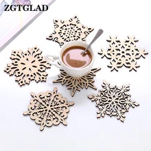 1 ピース木製コースターキッチンクリスマスプレイスマットテーブルマット装飾カップドリンクマグ茶コーヒー雪片パッドドリンク(China)