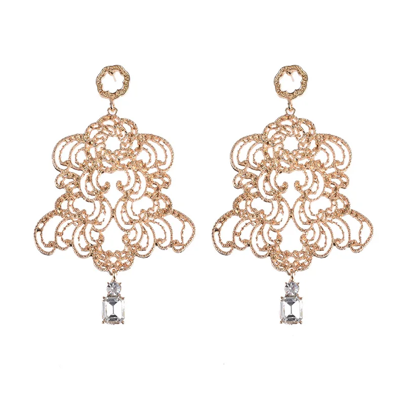 New Gold Filigree Flower Earrings for Women Fashion Stud Earrings Jewelry Zinc Alloy Pendants Statement Earings
New Gold Filigree Flower Earrings for Women Fashion Stud Earrings Jewelry Zinc Alloy Pendants Statement Earings
