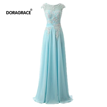 Doragrace Elegant Applique A Line Floor-Length Lace-Up Long Chiffon Evening Dresses
Doragrace Elegant Applique A Line Floor-Length Lace-Up Long Chiffon Evening Dresses