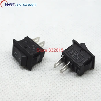

100PCS KCD1-101 117S 10x15mm Mini rocker switch Black 250VAC/3A 2PIN I/O button power switches Free shipping D.