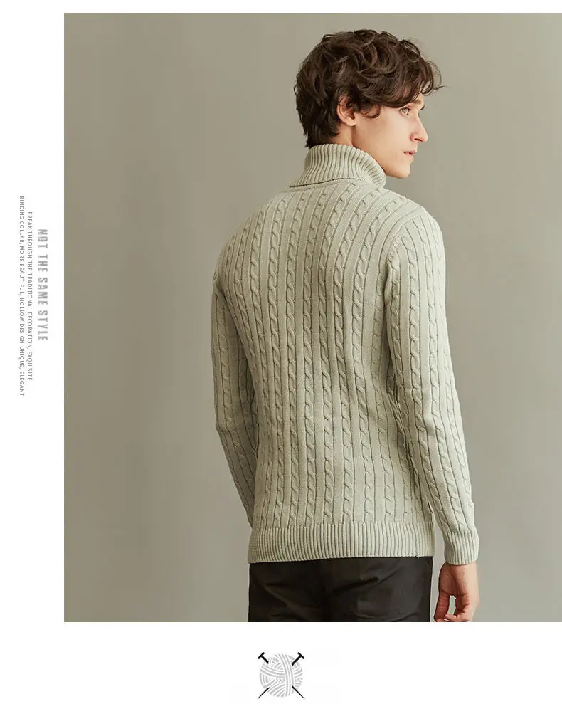 5Colors Turtleneck Sweater Men Pullovers Winter Thick knit Male Sweater Jumpers Cotton Man knitwear Autumn 2019 New Fashion 3XL 7