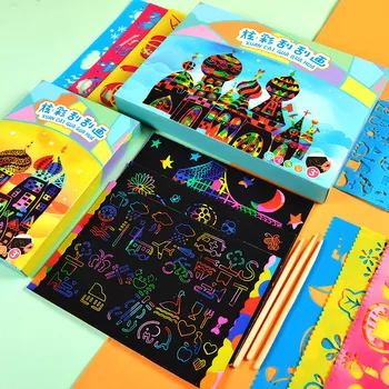 50pcs Scraping painting Magic Color Scratch Art Paper Coloring Cards Scraping Drawing Toys for Children contain Template ruler
50pcs Scraping painting Magic Color Scratch Art Paper Coloring Cards Scraping Drawing Toys for Children contain Template ruler