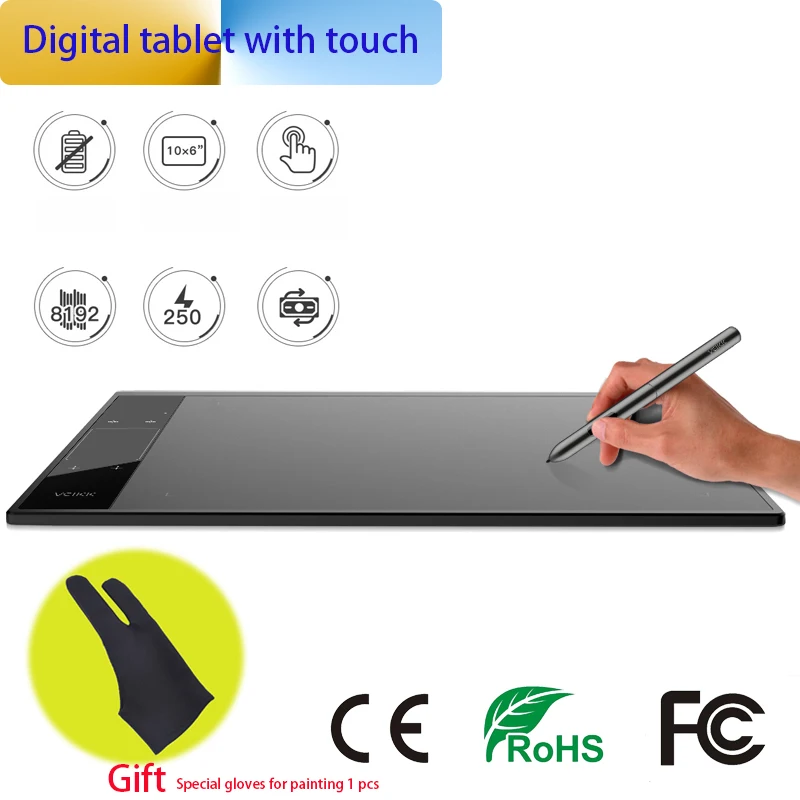 Graphics Drawing Tablet with 8192 levels TYPE-C USB Art Drawing Board 10x6 inch Active Area With Touch Shortcuts With Gift
Graphics Drawing Tablet with 8192 levels TYPE-C USB Art Drawing Board 10x6 inch Active Area With Touch Shortcuts With Gift