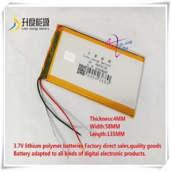 3.7V 5000mAH 4058135 (polymer lithium ion / Li-ion battery ) for power bank tablet pc gps dvd e-book mp3 mp4
3.7V 5000mAH 4058135 (polymer lithium ion / Li-ion battery ) for power bank tablet pc gps dvd e-book mp3 mp4