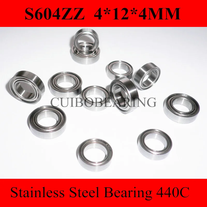 100 PCS S604ZZ Bearings 4x12x4 mm Stainless Steel Ball Bearings DDR-1240ZZ