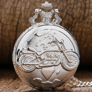 Vintage Retro Silver Color Motorcycle Motorbike MOTO Pocket Watch Necklace Pendant Quartz Watch Relogio De Bolso Men Gift 
Vintage Retro Silver Color Motorcycle Motorbike MOTO Pocket Watch Necklace Pendant Quartz Watch Relogio De Bolso Men Gift