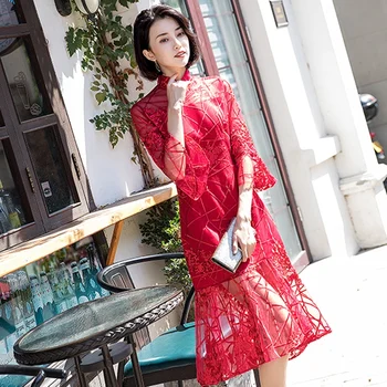 Wedding Party Dress Gown Robe Soiree Lace Embroidery Chinese Red Reformed Cheongsam Qipao Bridesmaid Dresses TS781
Wedding Party Dress Gown Robe Soiree Lace Embroidery Chinese Red Reformed Cheongsam Qipao Bridesmaid Dresses TS781