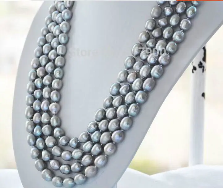 elegant 11-12mm south sea baroque silver grey pearl necklace 38"925silver | Украшения и аксессуары