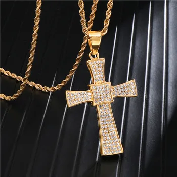 D&Z Gold Color Rhinestone Cross Necklaces Pendants with Twisted Rope Chain Necklace For Men Jewelry Present
D&Z Gold Color Rhinestone Cross Necklaces Pendants with Twisted Rope Chain Necklace For Men Jewelry Present