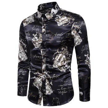 2019 Brand Silk Shirt Men Long Sleeves Flower Print Fabric Men Dress Shirts Camisa Masculina Black Clothes Tops Comfortable
2019 Brand Silk Shirt Men Long Sleeves Flower Print Fabric Men Dress Shirts Camisa Masculina Black Clothes Tops Comfortable
