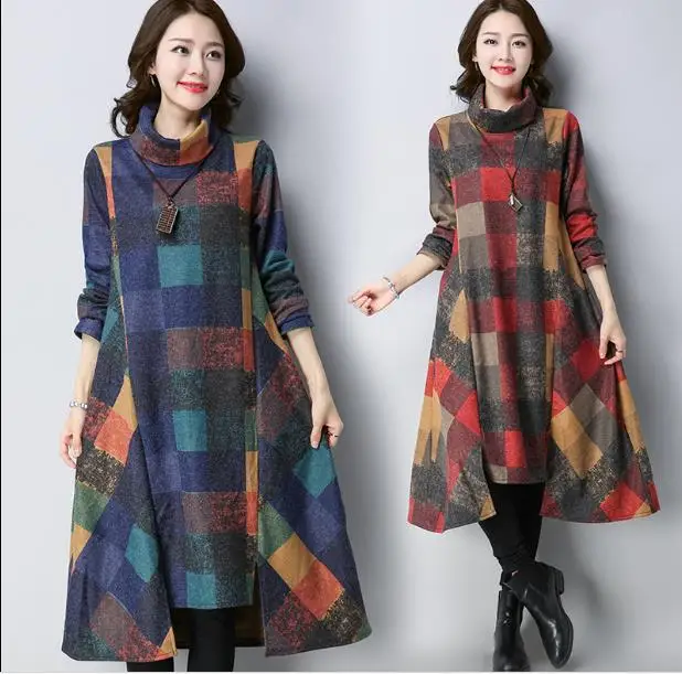 Spring Autumn Turtleneck Women Dress Loose Vintage Irregular Wool Dress Plaid Long Sleeve Vintage Dress RDQ57
Spring Autumn Turtleneck Women Dress Loose Vintage Irregular Wool Dress Plaid Long Sleeve Vintage Dress RDQ57