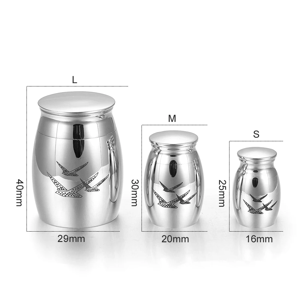 Decorative Urns For Ashes Engraved Three Plane Stainless Steel Mini Memoria Casket Jewelry Funeral Cremation Urn For Human/Pet
Decorative Urns For Ashes Engraved Three Plane Stainless Steel Mini Memoria Casket Jewelry Funeral Cremation Urn For Human/Pet
