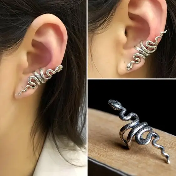 Personality Punk Gothic Genuine 925 Sterling Silver Europe Simple Snake Wrap Earrings Animal Ear Cuff Clip For Womens Jewelry
Personality Punk Gothic Genuine 925 Sterling Silver Europe Simple Snake Wrap Earrings Animal Ear Cuff Clip For Womens Jewelry