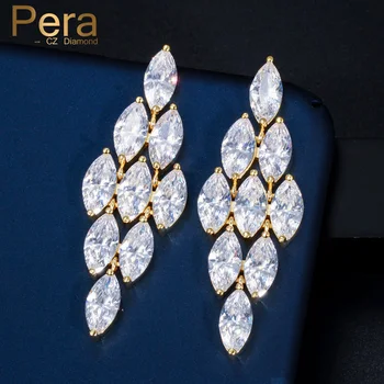 Pera Luxury Bridal Wedding Dubai Gold Marquise Shape Cubic Zirconia Big Dangle Long Earrings for Brides Jewelry Accessories E400
Pera Luxury Bridal Wedding Dubai Gold Marquise Shape Cubic Zirconia Big Dangle Long Earrings for Brides Jewelry Accessories E400