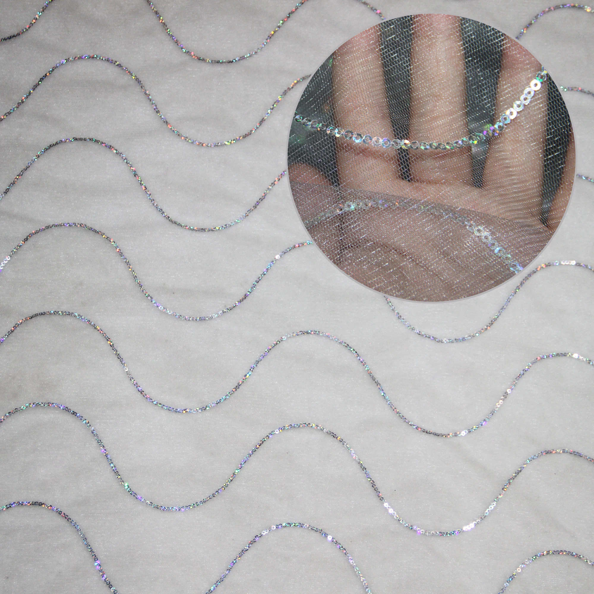 YWCOOL HOT SELL Big Wave Regular Paillett Sequin Embroidered mesh tulle fabric DIY decoration for wedding dancing tutu dress
YWCOOL HOT SELL Big Wave Regular Paillett Sequin Embroidered mesh tulle fabric DIY decoration for wedding dancing tutu dress