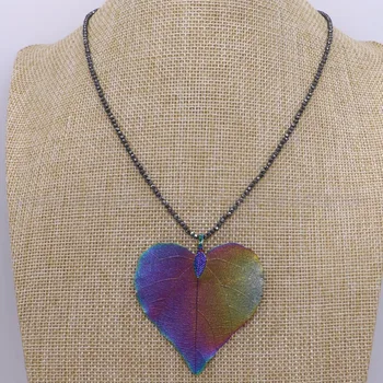 Natural leaf with Rainbow color plated pendant necklace 3''hematite beaded Necklace Fashion gift for women fashion 2566
Natural leaf with Rainbow color plated pendant necklace 3''hematite beaded Necklace Fashion gift for women fashion 2566
