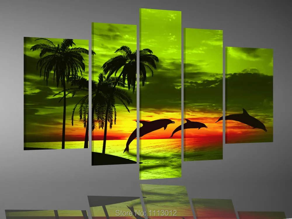 Green Sun Sky Sea Palm Trees Dolphin Oil Painting On Canvas 5 Pcs Sets Wall Art Picture For Living Room Home Decoration Modern
Green Sun Sky Sea Palm Trees Dolphin Oil Painting On Canvas 5 Pcs Sets Wall Art Picture For Living Room Home Decoration Modern