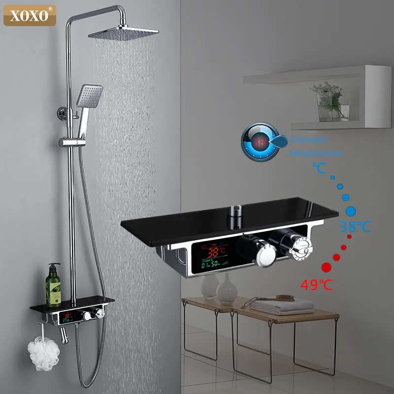 XOXO free shipping new luxury shower water dynamic LED digital display thermostatic shower faucet set 88030
XOXO free shipping new luxury shower water dynamic LED digital display thermostatic shower faucet set 88030