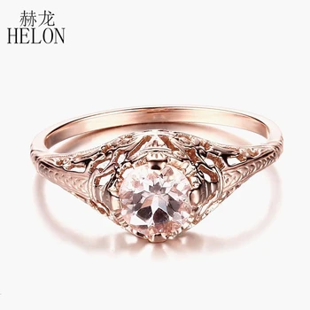 HELON Solid 14K Rose Gold Flawless Round 5.5mm Genuine Natural Morganite Engagement Ring Women Wedding Vintage Solitaire Jewelry
HELON Solid 14K Rose Gold Flawless Round 5.5mm Genuine Natural Morganite Engagement Ring Women Wedding Vintage Solitaire Jewelry