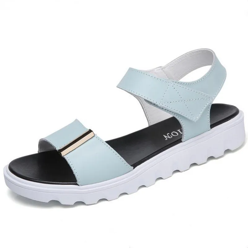 2018 fashion summer new women's leather flat with casual women's sandals wild sandals 3-color White/Black/Blue A128
2018 fashion summer new women's leather flat with casual women's sandals wild sandals 3-color White/Black/Blue A128
