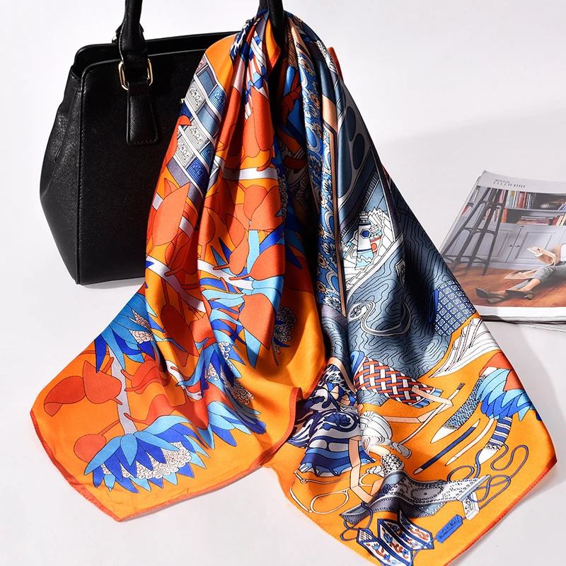 Women 100% Real Silk Square Scarf 88x88cm Large Print Natural Silk Headscarf Neckerchief Ladies Luxury Silk Shawls
Women 100% Real Silk Square Scarf 88x88cm Large Print Natural Silk Headscarf Neckerchief Ladies Luxury Silk Shawls