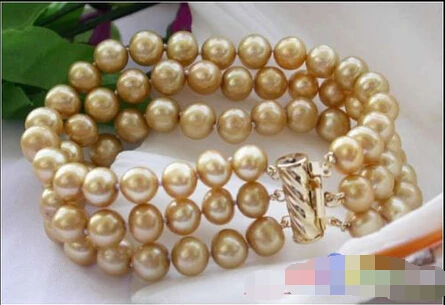 P1604 3ROW 9MM GOLDEN ROUND FW CULTURED PEARL BRACELET Noble style Natural Fine jewe Fast (D) SHIPPING
P1604 3ROW 9MM GOLDEN ROUND FW CULTURED PEARL BRACELET Noble style Natural Fine jewe Fast (D) SHIPPING