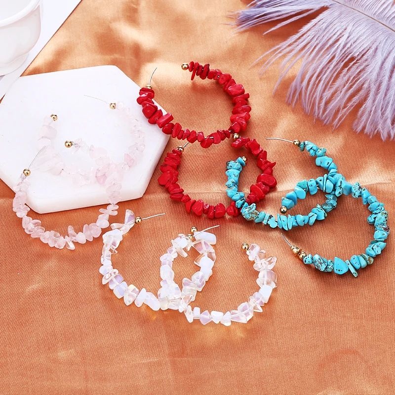 Nature Pink White Blue Stone Big Hoop Circle Earrings For Women 2019 Fashion Female Exquisite Pendientes Party Wedding Jewelry
Nature Pink White Blue Stone Big Hoop Circle Earrings For Women 2019 Fashion Female Exquisite Pendientes Party Wedding Jewelry