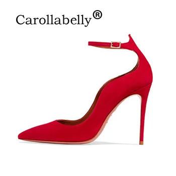 Women Gladiator Pumps Red Suede Ankle Straps Sexy Pointed Toe Ladies High Heels Wedding Dress Shoes Woman Stiletto
Women Gladiator Pumps Red Suede Ankle Straps Sexy Pointed Toe Ladies High Heels Wedding Dress Shoes Woman Stiletto