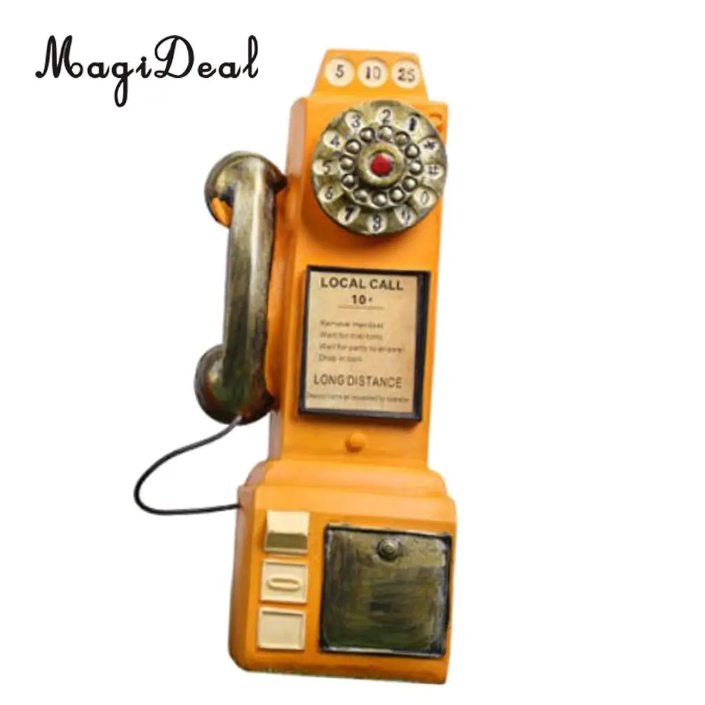 Vintage Rotary Phone Piggy Bank Home Office Desk Display Resin Crafts Tabletop Centerpieces Collectible Figurines Ornaments Gift