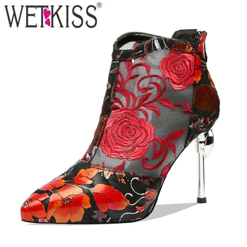 WETKISS Unusual Heel High Ankle Boots Women Pointed Toe Footwear Print Party Shoes Female Mesh Appliques Shoes Woman Spring
WETKISS Unusual Heel High Ankle Boots Women Pointed Toe Footwear Print Party Shoes Female Mesh Appliques Shoes Woman Spring