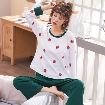 Autumn Women Pajamas Suits Lovely Home Wear Long Sleeve Cotton Pyjamas Comfortable Girl Pijamas Mujer Sleepwear M-4XL
Autumn Women Pajamas Suits Lovely Home Wear Long Sleeve Cotton Pyjamas Comfortable Girl Pijamas Mujer Sleepwear M-4XL